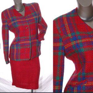 ♥ Vintage 2 Pc. Dress Suit Pencil Skirt Blazer Jacket Set Wool Blend
